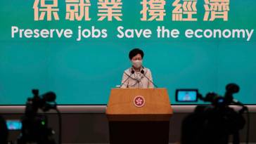 Hong Kong Chief Executive Carrie Lam Cheng Yuet-ngor wearing a face mask