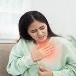 Inomyalgia muscle pain illustration showing inflamed muscle tissue with highlighted pain areas in the human body