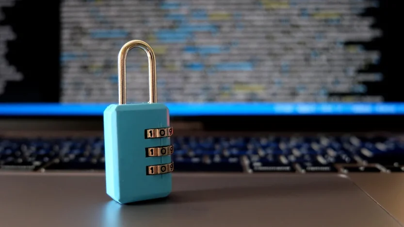 Petir108win.online security concept with lock on laptop keyboard