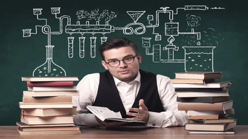 Studiae concept illustration representing study, learning, and intellectual growth with books and classical elements