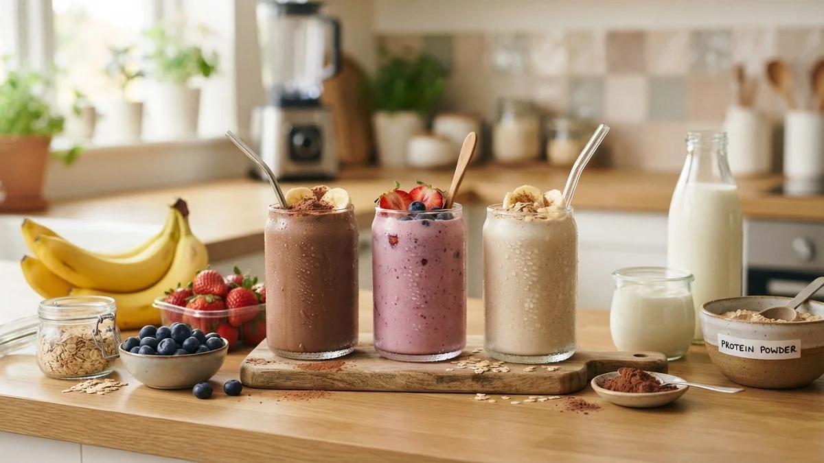 Protein shake recipes with fruit, yogurt, oats, chocolate and collagen peptides